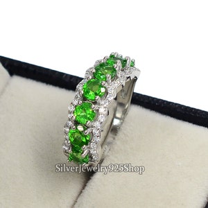 Natural Tsavorite Green Garnet Ring, 925 Sterling Silver, January Birthstone, Green Garnet Jewelry, Art Deco Ring, Women Ring, Gift For Wife