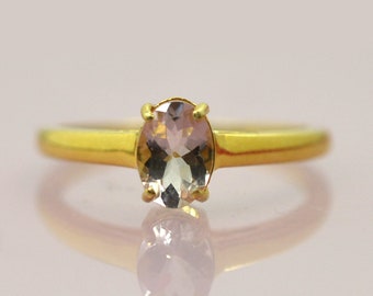 Natural Morganite Ring, 14K Yellow Gold Ring, Pink Stone Ring, Gemstone Ring, October Birthstone, Engagement Ring, Bridal Ring, Gift For Her