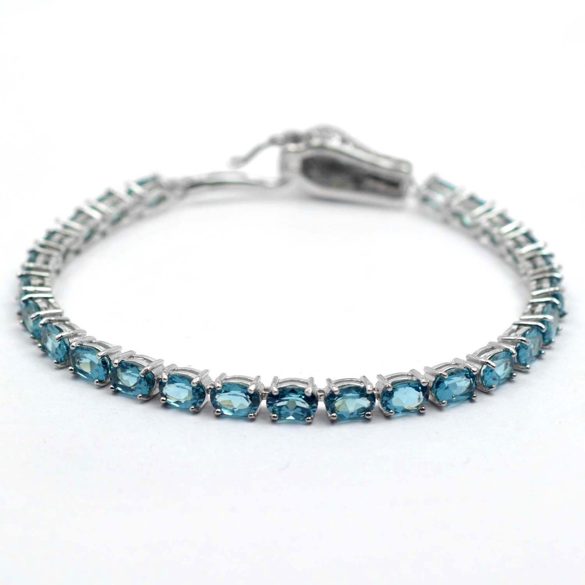 Natural London Blue Topaz Bracelet 925 Sterling Silver | Etsy
