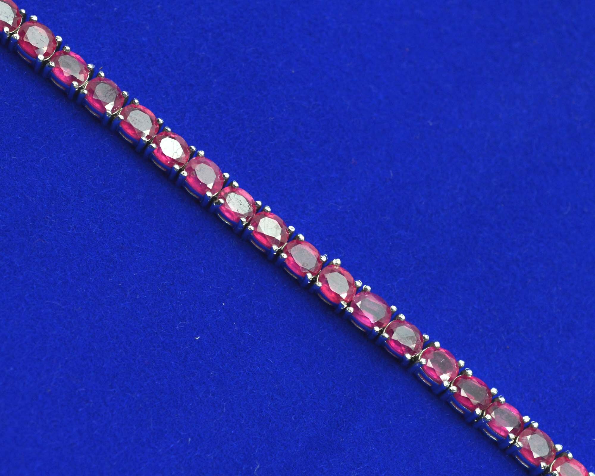 Natural Ruby Bracelet 925 Sterling Silver Tennis Bracelet | Etsy