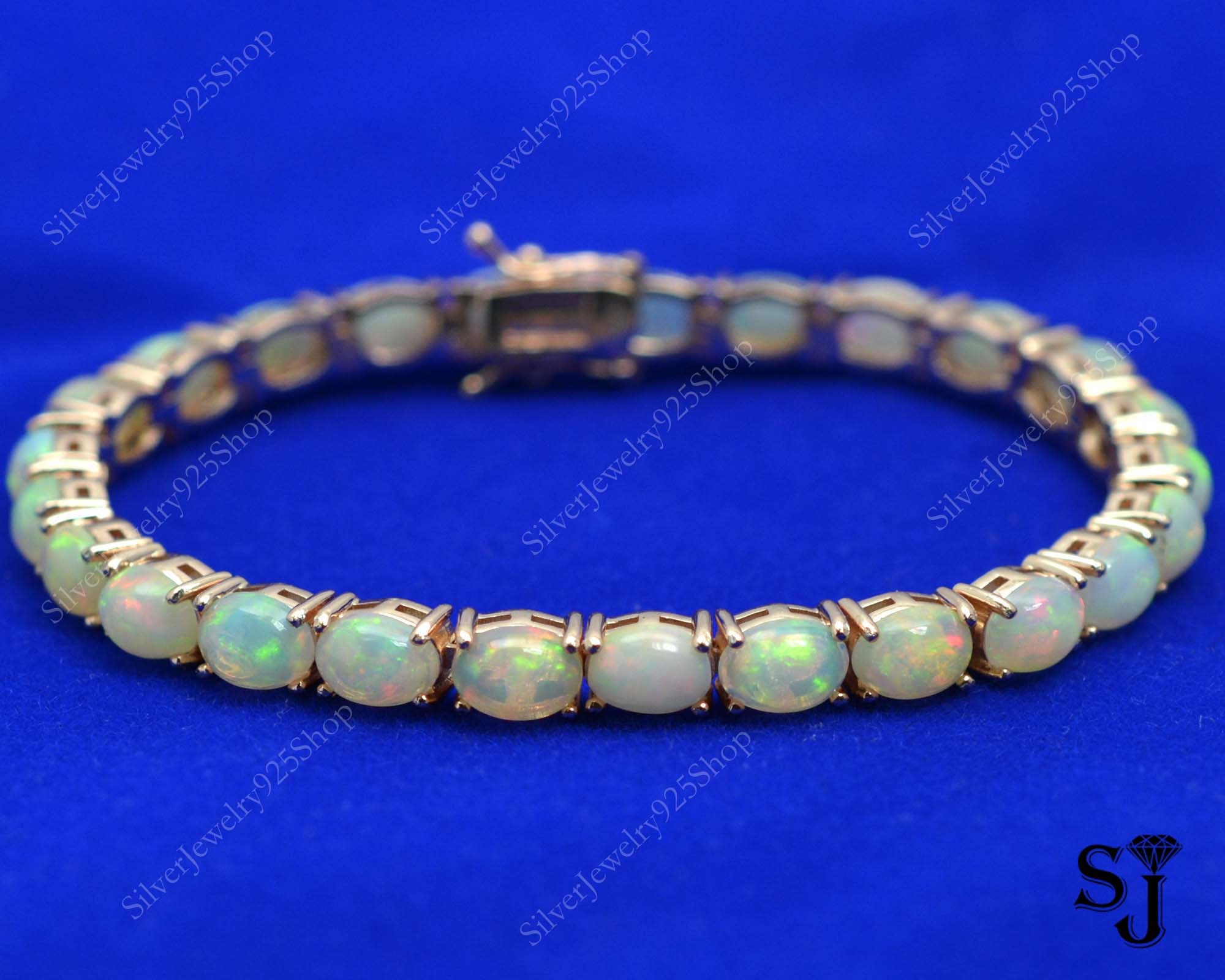 Natural Opal Bracelet 925 Silver Bracelet Tennis Bracelet Etsy