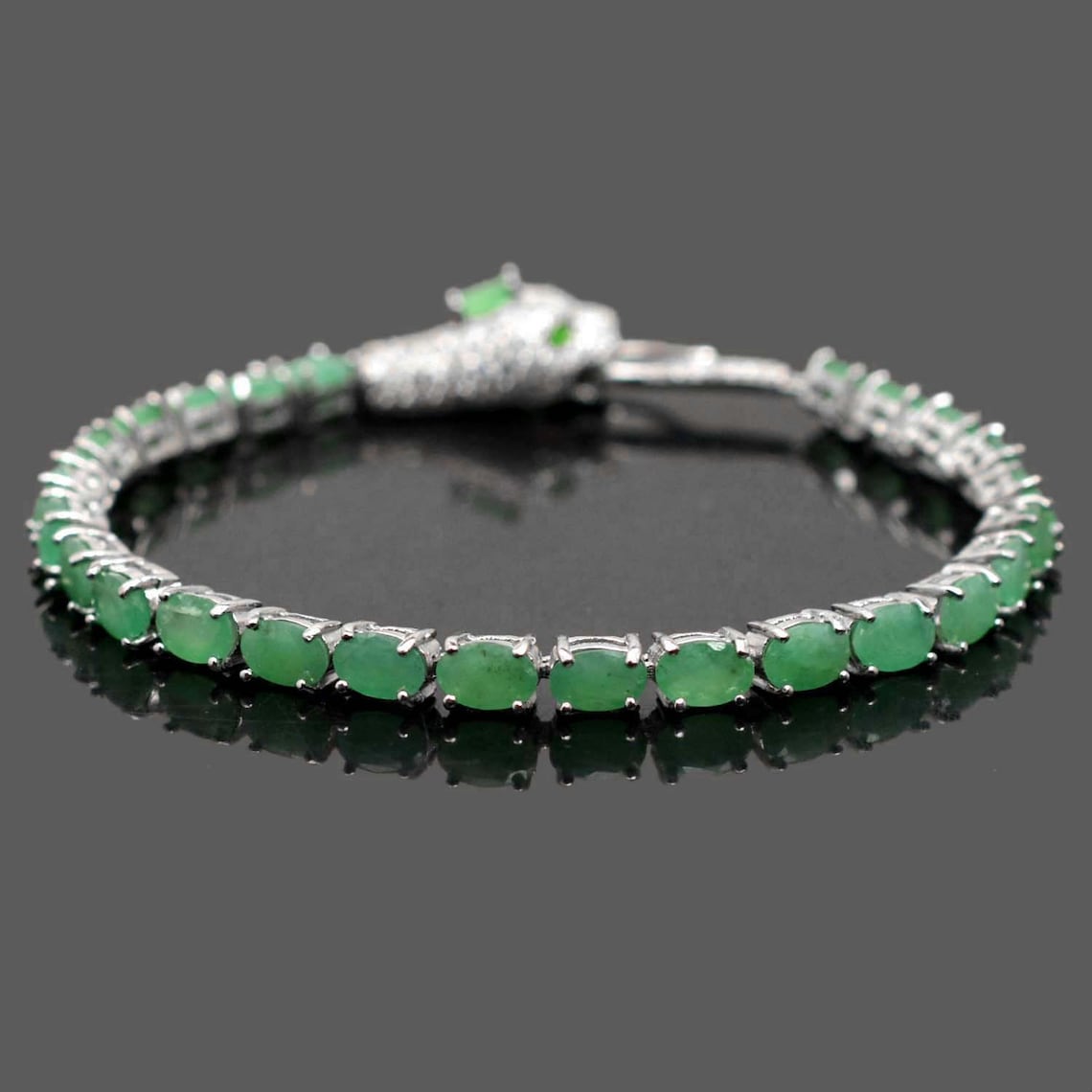 Natural Emerald Bracelet Sterling 925 Silver Bracelet | Etsy