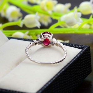 Natural Red Ruby Ring 925 Sterling Silver Solitaire Ring Statement Ring Gemstone Ring July Birthstone Engagement Ring Gift For Friend image 5