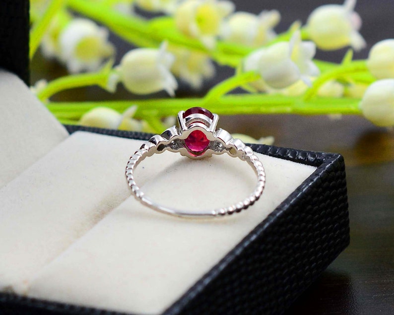 Natural Red Ruby Ring 925 Sterling Silver Solitaire Ring Statement Ring Gemstone Ring July Birthstone Engagement Ring Gift For Friend image 5