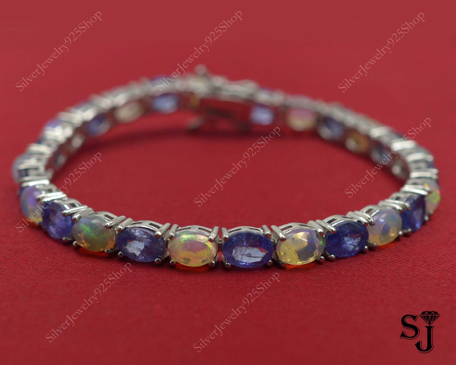 Natural Opal & Tanzanite Bracelet 925 Sterling Silver Tennis Etsy