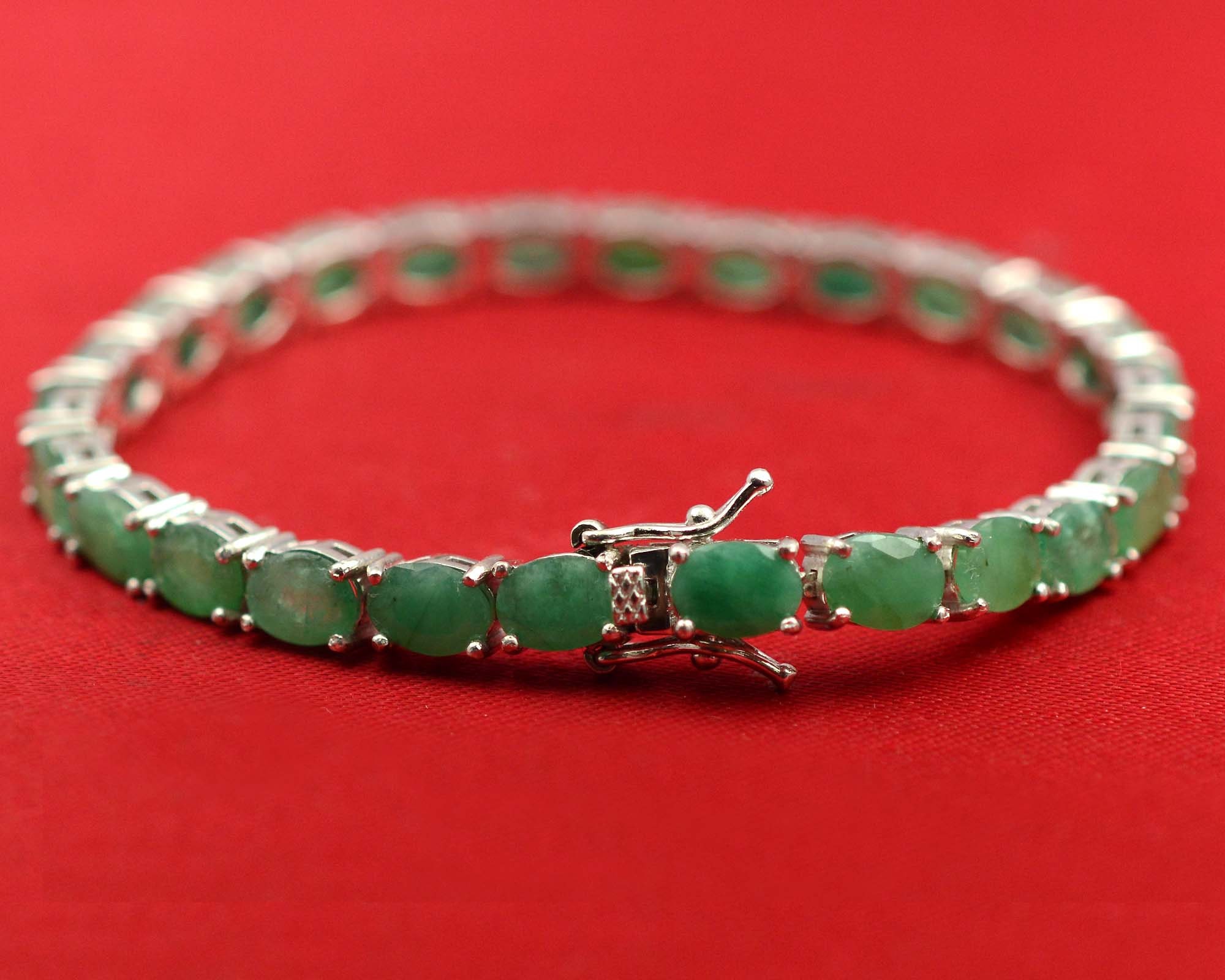 Natural Emerald Bracelet 925 Silver Bracelet Tennis Etsy