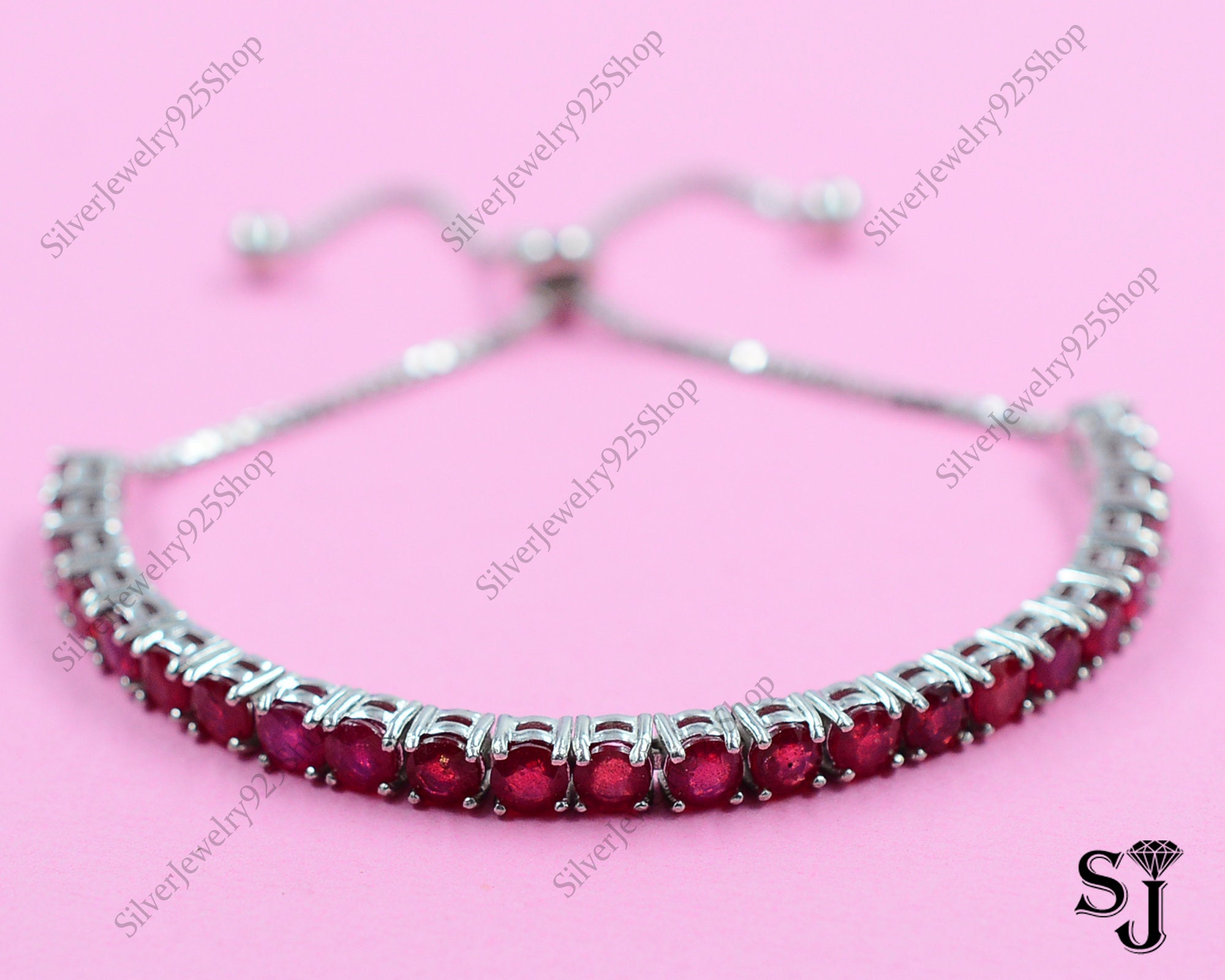 Natural Red Ruby Bracelet Wedding Bracelet 925 Sterling Etsy UK