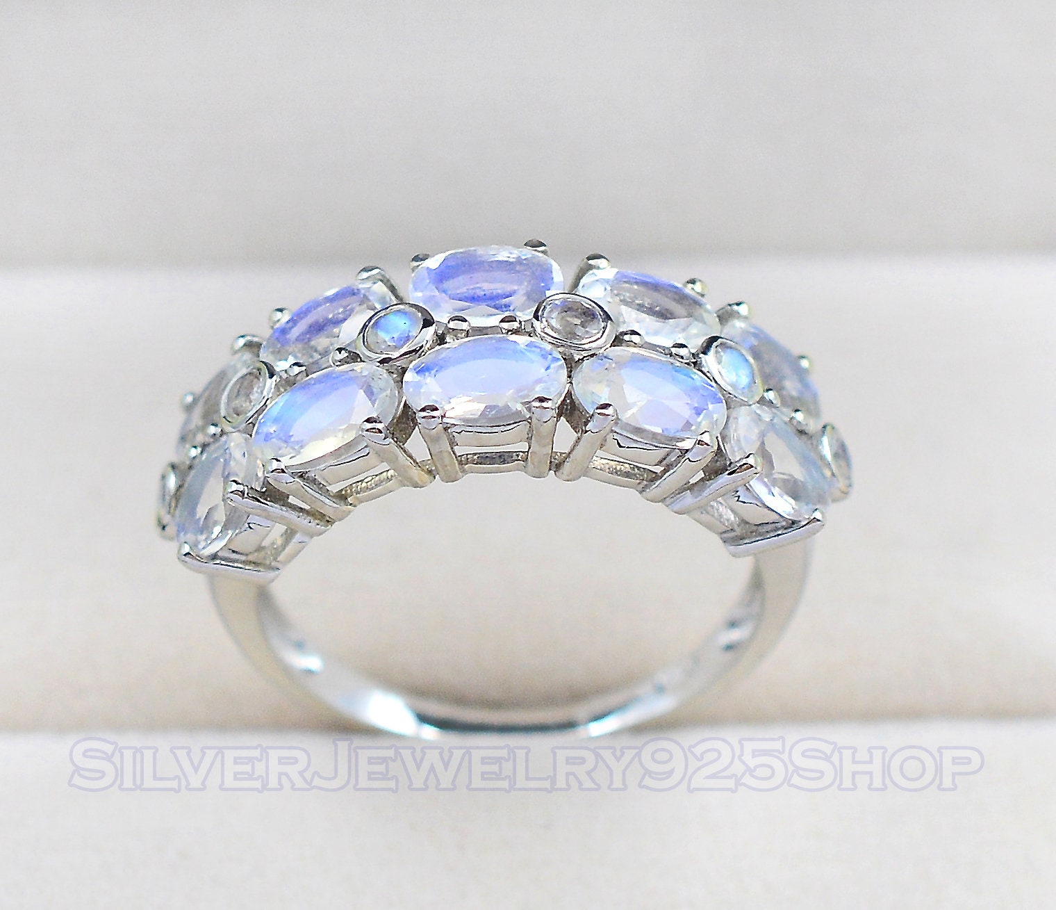 925 Sterling Silver Solid Blue Fire Stone Ring Natural Etsy