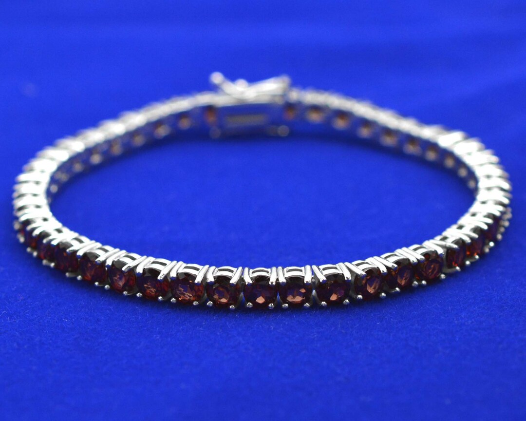 Natural Red Bracelet, 925 Sterling Silver, Tennis Bracelet