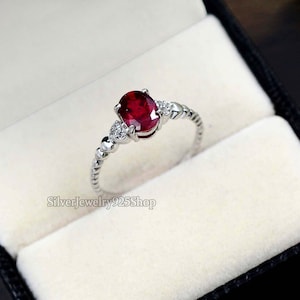 Natural Red Ruby Ring| 925 Sterling Silver| Solitaire Ring| Statement Ring| Gemstone Ring| July Birthstone| Engagement Ring| Gift For Friend
