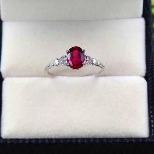 Natural Red Ruby Ring 925 Sterling Silver Solitaire Ring Statement Ring Gemstone Ring July Birthstone Engagement Ring Gift For Friend image 3