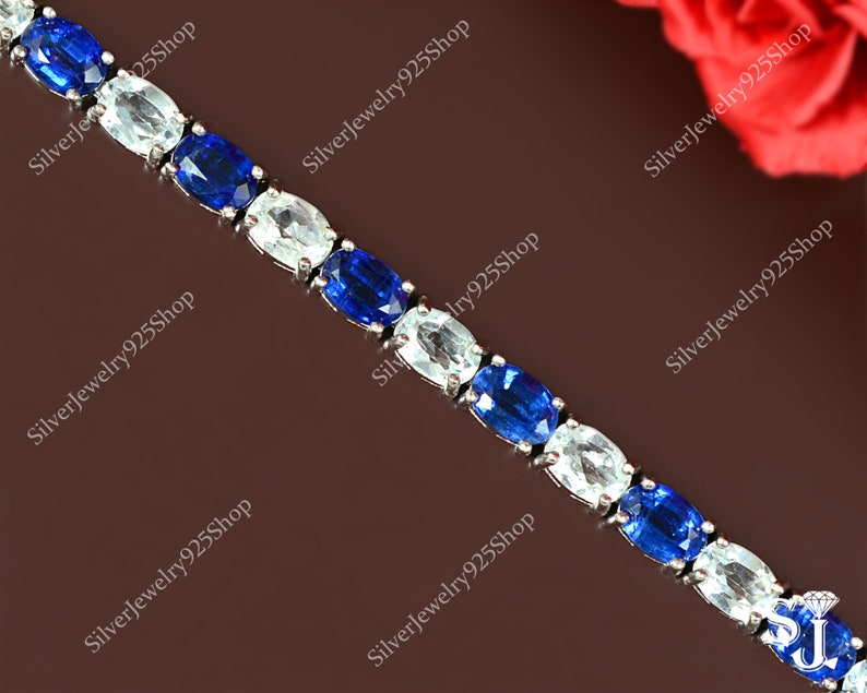 Details about 6x4MM Natural Kyanite & White Topaz Gemstone 925 Sterling Silver Chunky Bracelet Details about 6x4MM Natural Kyanite & White Topaz Gemstone 925 Sterling Silver Chunky Bracelet