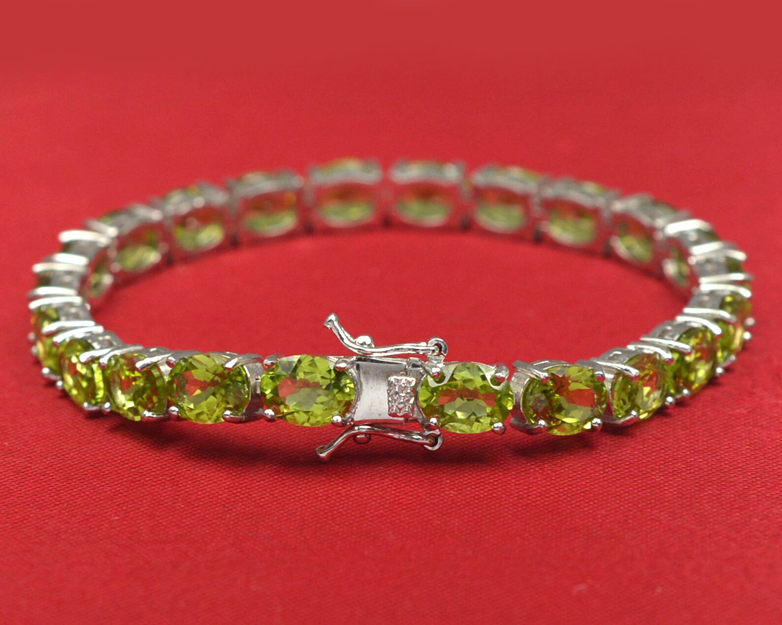 925 Sterling Silver Natural Peridot Bracelet Tennis Etsy