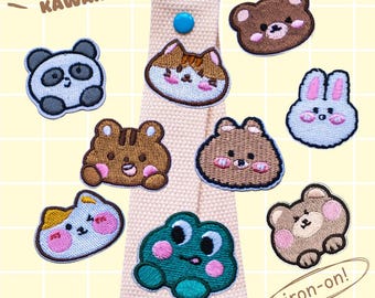 Colorful iron-on patches – Kawaii designs for creative projects – For DIY keychains – Cute animals