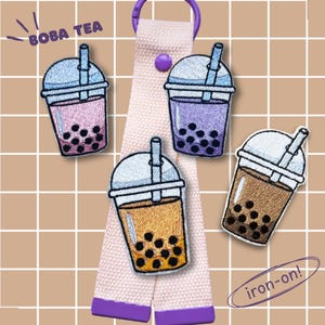 Boba Bubble Tea Borduurwerk Strijkpatch Set Voor Kleding Tassen Rugzakken Petten