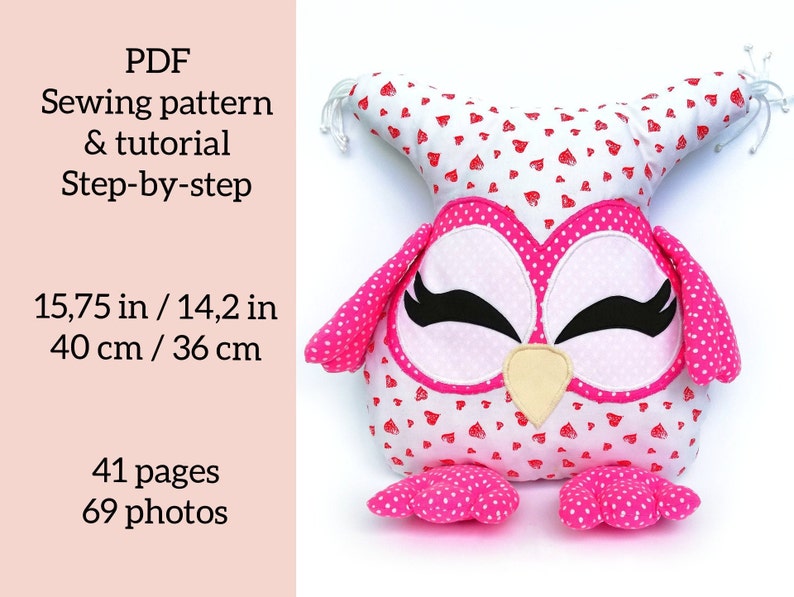 Owl sewing pattern Plush owl pattern Stuffed Owl nursery Etsy
