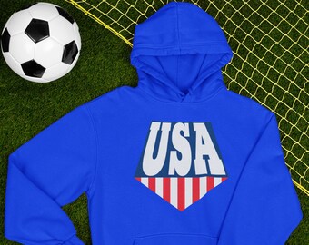 アメリカ代表チーム シールド ロゴ パーカー、カタール ワールドカップ 2022、サッカー アメリカ代表チーム、アメリカ国旗アパレル、メモリアル サッカー チーム パーカー