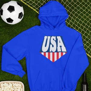USA National Team Shield Logo Hoodie, Qatar World Cup 2022, National Soccer USA Team, America Flag Apparel, Memorial Soccer Team Hoodie