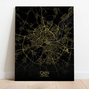 Caen, France | City Map of Caen, Canvas, City Streets Poster, French City Streets Wall Art, Norman Art Print, Christmas Gift