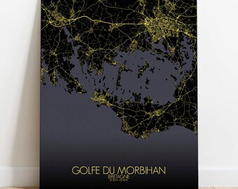 Poster of the Gulf of Morbihan | Canvas, City map Poster, European City Streets Wall Art, french Art Print Home Décoration, Brittany