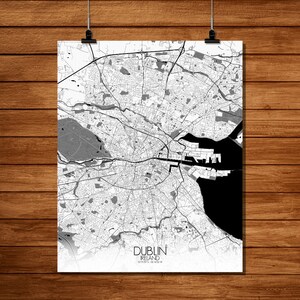Dublin, Irlande | Carte urbaine, Grande taille, Espaces verts, nuit, personnalisable, Poster, carte murale, frais port gratuits