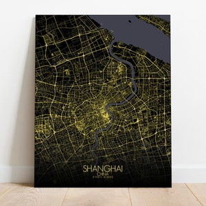 Shanghai, Chine | Carte urbaine, Toile, espace vert, texture, personnalisable, Poster, carte murale, frais port gratuits