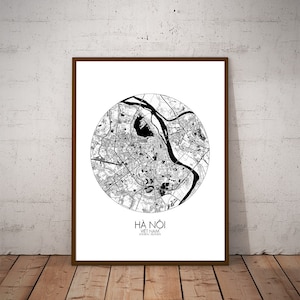Hanoi, Vietnam | Carte urbaine, Grande taille, Espaces verts, nuit, personnalisable, Poster, carte murale, frais port gratuits