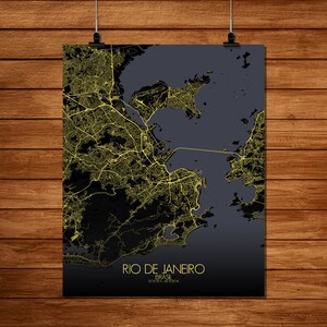 Rio de Janeiro, Brazil | City Map of Rio, Canvas, City Streets Poster, Brazilian City Streets Wall Art, Art Print Home Décor, Gift Idea