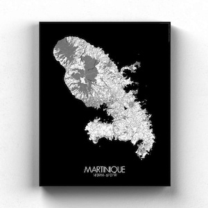 Martinique, France | City Map of Martinique, Canvas, City Streets Poster, French City Streets Wall Art, French Art Print, Christmas Gift