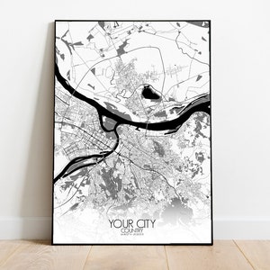 Benutzerdefinierte Karte | Schwarz und weiß Design, Stadtplan Druck, große Größe, Custom, Poster, Street Art, Wand-Kunstwerk, Home Deco, Geschenk, kostenloser Versand