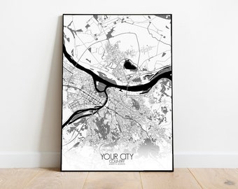 Personnalisez votre carte | Design Nuit, Impression Carte urbaine, Grande taille, Poster, carte murale, decoration. frais port gratuits