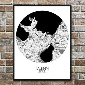 Tallinn, Estonie, Europe | Carte urbaine, Grande taille, Espaces verts, nuit, personnalisable, Poster, carte murale, frais port gratuits