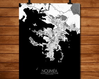 Noumea, New Caledonia City Map Art Print: Modern Home Decor