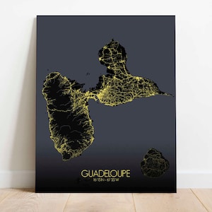 Guadeloupe, France | Carte urbaine, Toile, espace vert, texture, personnalisable, Poster, carte murale, frais port gratuits