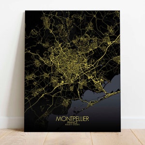 Montpellier, France | City Map of Montpellier, Canvas, City Streets Poster, French City Streets Wall Art, european Art Print, Christmas Gift