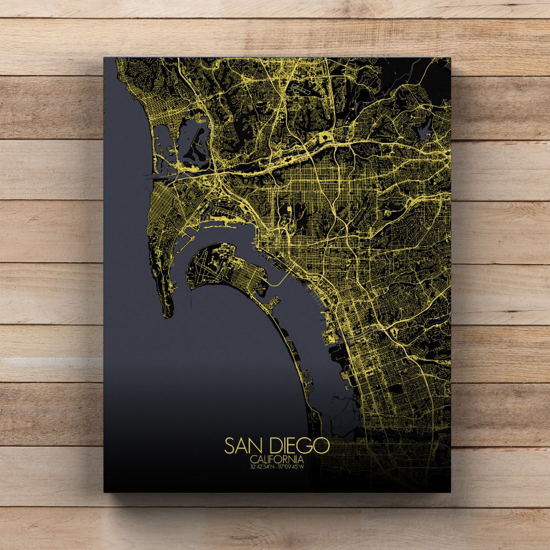 San Diego City Map Art Print: Modern Home Decor - Etsy