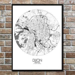 Dijon, Frankreich, Europa | Stadtplan Druck, Groß, Nacht, Custom, Textur, Grünflächen, Poster, Street Art, Wandkarte, Geschenk, Schneller kostenloser Versand