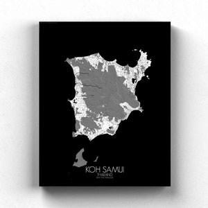 Koh Samui, Thaïlande | Carte urbaine, Toile, espace vert, texture, personnalisable, Poster, carte murale, frais port gratuits