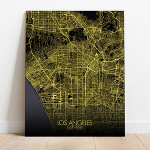 Los Angeles, Californie | Carte urbaine, Toile, espace vert, texture, personnalisable, Poster, carte murale, frais port gratuits