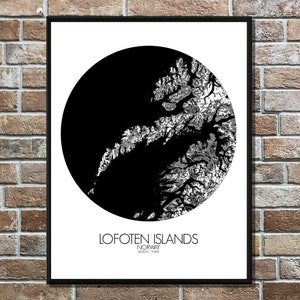 Iles Lofoten, Norvège | Carte urbaine, Toile, espace vert, texture, personnalisable, Poster, carte murale, frais port gratuits