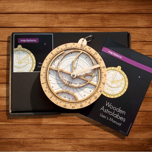 Astrolabe en bois | Instrument de mesure et de navigation, Astronomie, Cadeau Low-tech pédagogique, lire la course du soleil et des étoiles