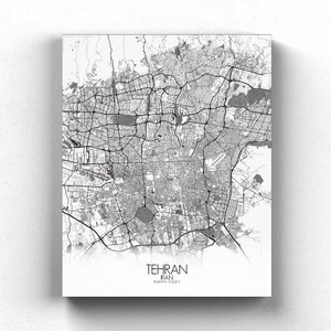 Tehran, Iran | Carte urbaine, Toile, espace vert, texture, personnalisable, Poster, carte murale, cadeau, Noel, frais port gratuits