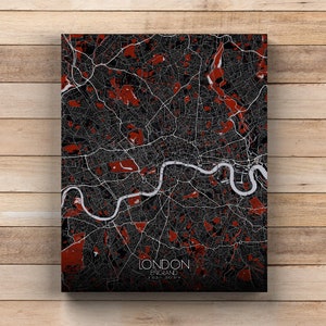 London, England, Europa | Stadt karte Druck, Groß, Grün, Nacht, Custom Map, Poster, Street Art, Wallmap, Geschenk, Schneller kostenloser Versand
