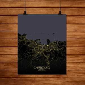 Cherbourg en Cotentin, France | Carte urbaine, Toile, espace vert, texture, personnalisable, Poster, carte murale, frais port gratuits