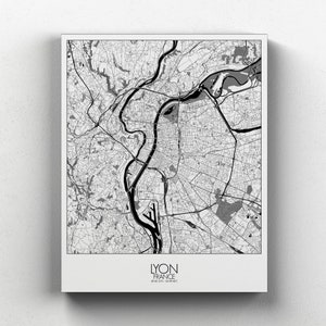 Lyon, France | City Map of Lyon, Canvas, City Street Poster, European City Streets Wall Art, French Art Print Home Décor, fast free shipping