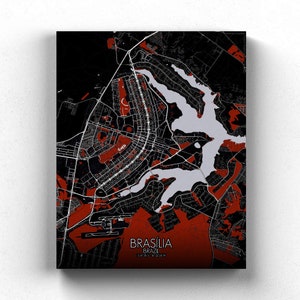 Brasilia, Brasil, South America | City Map Print, Large Size, Green space, Night, Custom Map, City Poster, Street Art, Wall map, Gift