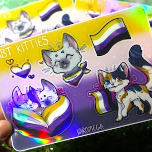 Stickervel niet-binaire vlag LGBT Kitties