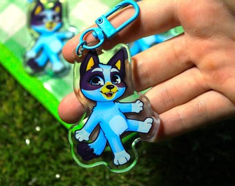 Blauwblauwe Heeler Dog 2,5-inch dubbelzijdige acrylsleutelhanger