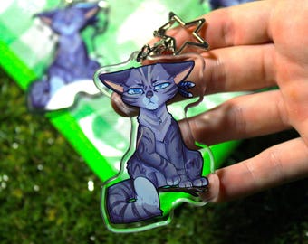 Portachiavi in acrilico bifacciale Jayfeather Warrior Cats da 2,5 pollici