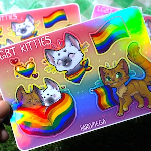 LGBT Kätzchen Regenbogen Gay Flagge Stickerbogen